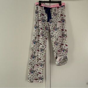 PINK Victoria's Secret White Pajama Pants with Colorful Graphics